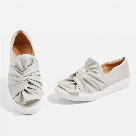 TOPSHOP gray twist slip ons sneakers sz 39 - Picture 1 of 5